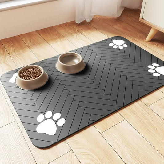 Absorbent Pet Feeding Mat, Waterproof Placemat for Dog & Cat Food & Water Bowls